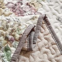Ensemble de literie 3 pièces, housse de couette beige florale réversible, couvre-lit doux en microfibre légère