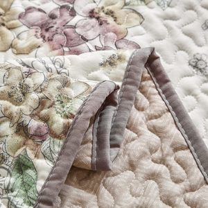 Juego de edredón de 3 piezas, funda de edredón <span class=keywords><strong>beige</strong></span> floral reversible, colcha suave de microfibra ligera. - Product Image 2