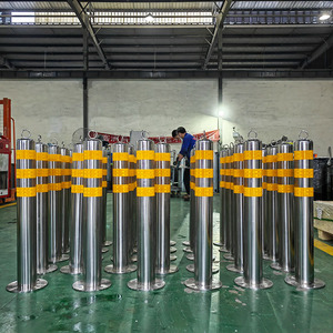 Barrière de signalisation routière, couvercle de <span class=keywords><strong>barricade</strong></span> de stationnement extérieur, poteau de signalisation, poteau de signalisation en acier inoxydable argenté, facile à installer, personnalisable - Product Image 3