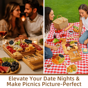 Ensemble de planches à <span class=keywords><strong>fromage</strong></span> en bambou personnalisées avec planche à découper carrée et couteau à <span class=keywords><strong>fromage</strong></span>, outils à <span class=keywords><strong>fromage</strong></span> pour la cuisine et la <span class=keywords><strong>charcuterie</strong></span> - Product Image 6