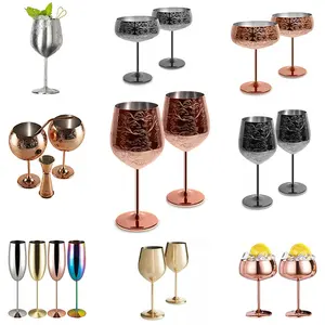 Hot Sale Barware 500Ml Zwart Koperen Beker Enkellaags Roestvrijstalen Cocktailwijnglas