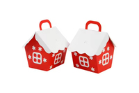Maßgefertigte Weihnachtliche Hausförmige Süßigkeitenbox Papier-Geschenkbox für Kekse, Pralinen und Festtagsleckereien