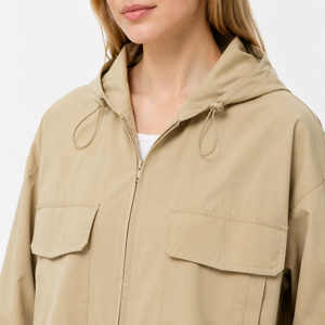 Abrigo Largo con Capucha para <span class=keywords><strong>Mujer</strong></span>, Largo hasta la Rodilla, Dos Bolsillos Grandes, Dobladillo, Cierre Completo con Cremallera, Ropa de Abrigo Informal para Viajar al Trabajo - Product Image 3