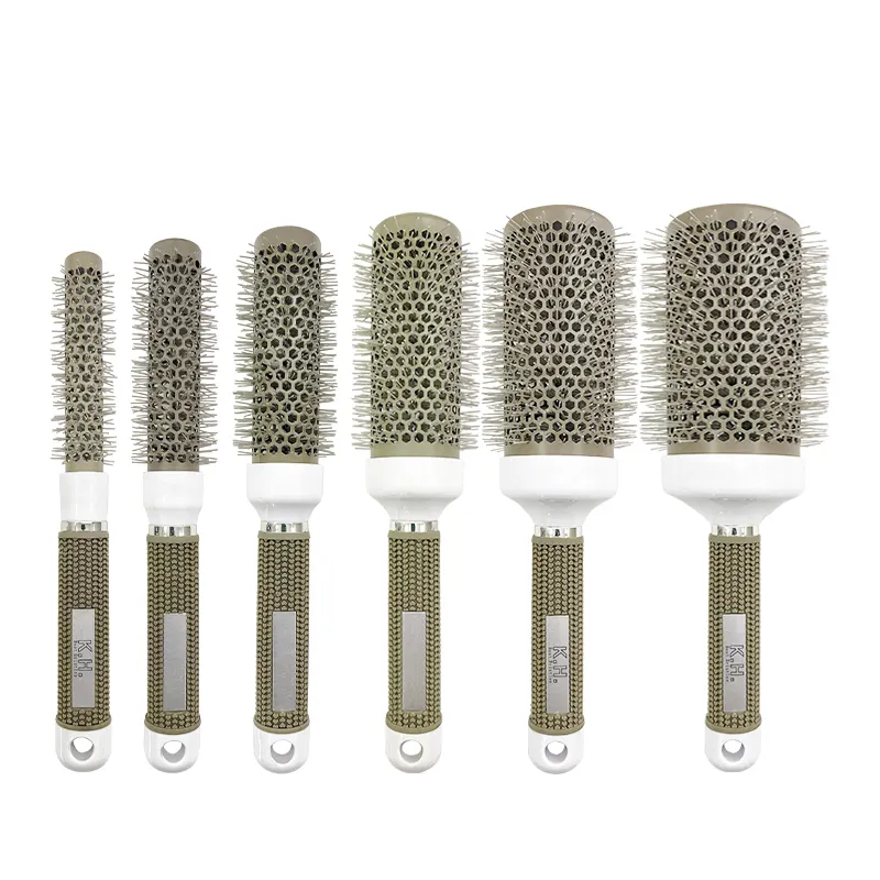 High Quality Hairdressing Tool Ceramic Ion Round Thermal Hair Brush Ionic Hair Drying Brush Aluminum Tube Hair Comb