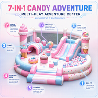 Toboggan gonflable géant sur le thème du pays des bonbons 6x6m, aire de jeux gonflable rose et bleue, château gonflable en PVC, capacité de 10 personnes