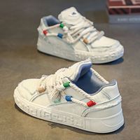 Chaussures décontractées pour hommes en toile, baskets à lacets en corde, perles colorées, plateforme vieillie, respirantes, antidérapantes, confortables, toutes occasions