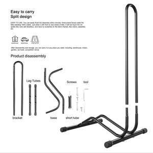 <span class=keywords><strong>Portabici</strong></span> a L da Pavimento in Acciaio Inossidabile Resistente per 3 Biciclette, Design Salvaspazio Anti-Caduta che Previene il Ribaltamento - Product Image 6