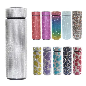 Diamond Thermos Water Bottle Cup Thermal Mugs Drinking Coffee Stainless Creative Smart Temperature Display Vacuum Coffee Thermos