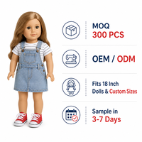 Vêtements pour poupées de 18 pouces, mini-tenue en jean, robe à rayures avec chaussures en toile, ensemble décontracté pour poupées