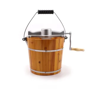 2021 Top Sale Durable Cheap Electric Manual Replaceable Two in One Wooden Bucket Portable Household Outdoor Ice Cream Maker