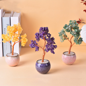Vente en gros pot de fleurs en céramique cristal naturel puce arbres agate base citrine cristaux mosaïque ornementale décoration de la maison <span class=keywords><strong>amour</strong></span> - Product Image 6