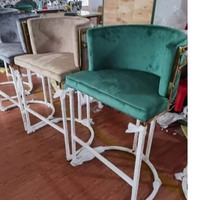 Chaise de cuisine rembourrée en forme de U nid d'abeille, tabourets de bar en velours, tabourets de bar en métal doré de luxe pour la maison, l'hôtel, le mariage