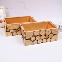 Set Vas Kayu Solid untuk Dekorasi DIY, Alas Pot Bunga dari Potongan Kayu Solid, Grosir