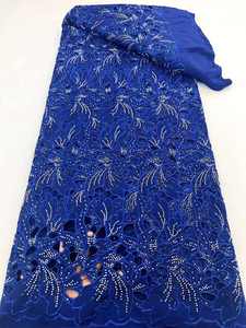 ชุดเดรสสำหรับงานปาร์ตี้ผ้า<span class=keywords><strong>ลูกไม้</strong></span>โปร่งสไตล์แอฟริกันประดับลูกปัดเป็นประกายสไตล์ใหม่ - Product Image 3