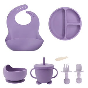 Juego completo de vajilla de silicona ODM OEM para bebés y niños pequeños, suministros infantiles transfronterizos, plato suave para la cena, cuchara suplementaria y mordedor molar. - Product Image 4