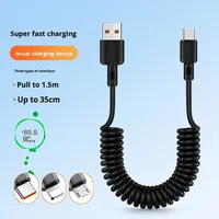 Câble de charge rétractable Type-C pour voiture, en TPU, compatible avec les téléphones portables et les batteries externes, charge rapide et transfert de données