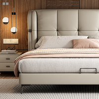 Lit de Rangement Capitonnés Grand Format Luxe et Moderne, Design Style Princesse pour Ensemble de Meubles de Chambre Parentale Complet