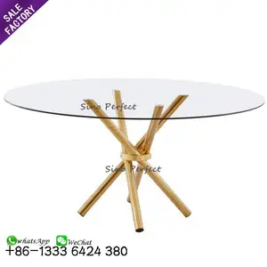 Stainless Steel Glass Wedding Table Circle Round Party Table For Wedding Event Rental