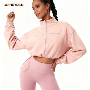 Felpa con cappuccio personalizzata per il Fitness <span class=keywords><strong>Oversize</strong></span> con cerniera con cappuccio da <span class=keywords><strong>donna</strong></span> sportiva in pile per allenamento sportivo giacca da <span class=keywords><strong>donna</strong></span> - Product Image 1
