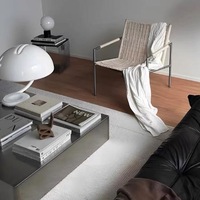 Table basse en métal inoxydable de style minimaliste italien de luxe pour salon