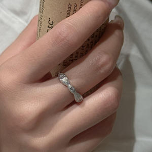 S925 Pure Silver Brushed Oval <b>Ring</b> Vintage Geometric Zircon <b>Open</b> Design Adjustable Inlay Fashion Jewelry - Product Image 3