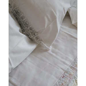 Francescabisignano 100% Cotton <b>King</b> Size <b>Duvet</b> <b>Cover</b> Set <b>Linen</b> Bottom Sheet Pillowcases Lace-300TC Woven Techniques Disposable - Product Image 1