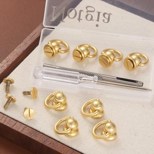 Notgia Pcs D Rings For Purse Brass Rivets For Leather Rotatable Purse Strap Hardware Ball Button <b>Studs</b> For Handbag D Rings Chica - Product Image 4