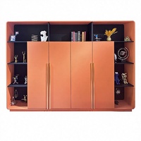 Bureau d'ordinateur de direction de luxe italien au design moderne Bugatti avec bois et cuir pour bureau de patron