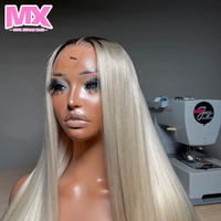 Peluca frontal de encaje 13x4 pre-arrancada, rubia 613, transparente, 100% cabello humano virgen brasileño liso sin procesar