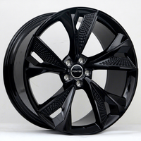 Nouvelle jante en alliage forgé noir brillant à 5 branches, découpe en maille, concave profond, 25 mm, légère, personnalisée pour la modification de voitures de sport
