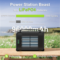 Bloc d'alimentation portable 96000mah 300wh Batterie Lifepo4 24V 12V PD 60W Banque d'alimentation de camping en plein air pour réfrigérateur Pêche Ordinateur portable Radio
