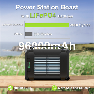 Portables Power Pack 96000 mAh 300 Wh LiFePO4-Akku 24 V 12 V PD 60 W <span class=keywords><strong>Outdoor</strong></span>-Camping-Powerbank für Kühlschrank, Angeln, Laptop, Radio - Product Image 2