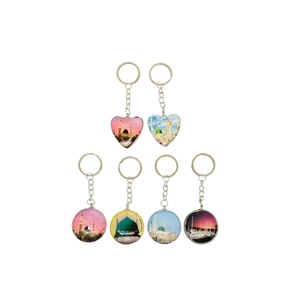 Custom Glass Keychain Kaaba With Gold Keychain Ring for Muslim Gift Hajj Pilgrimage