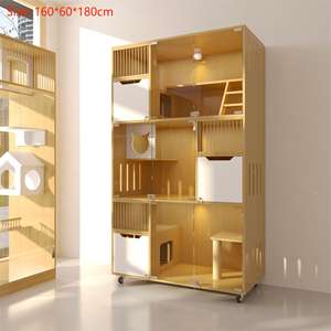 Sıcak satış Pet mobilya kedi evi istiflenebilir ahşap lüks kapalı kedi otel kafes büyük Villa Pet yatılı otel kedi kafes - Product Image 5