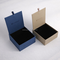 Caja de Cartón Personalizada con Cajón Deslizante Azul Oscuro, Ecológica y Reciclable, con Forro de Esponja y Relieve, para Muestra de Perfume Individual para Hombre