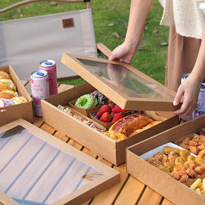 Kotak Kemasan Katering Grosir dengan Jendela Transparan Kotak Kertas Kraft Besar untuk Makanan Darurat, Kue, dan Bento - Product Image 3