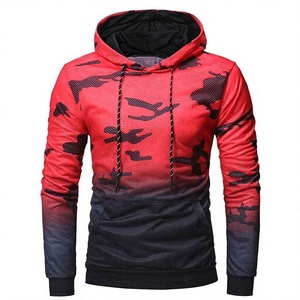 <b>Men's</b> <b>Red</b> Camouflage Hoodie Slim Fit Polyester <b>Sweatshirt</b> With Pocket Casual Autumn Wear - Product Image 1