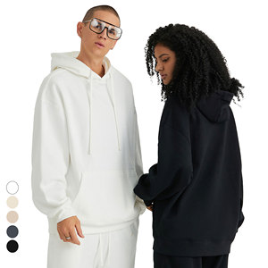 Gran oferta, jersey con capucha para hombre, sudadera informal de lana pesada 405GSM, Sudadera con capucha en blanco de poliéster/algodón teñida lisa de otoño - Product Image 1
