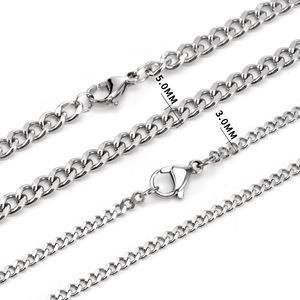 Trendy Men's <b>Titanium</b> Steel Necklace 3.0MM 5.0MM Double Sided <b>Chain</b> Hip Hop Clavicle Accessory CE577 - Product Image 1