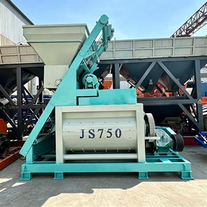 Bétonnière à double arbre JS750 750L à mélange forcé 35m³/h avec élévateur à câble et trémie - Product Image 4