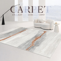 Tapis de sol luxueux ultra épais en peluche, motif rayé moderne, dos antidérapant, tapis doux, résistant aux taches, facile à nettoyer pour le salon
