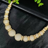 Parure de bijoux de luxe en laiton plaqué or 24 carats et zircon, avec micro-incrustations, quatre pièces : collier, boucles d'oreilles, bague et bracelet, pour mariage et soirée