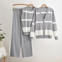 Conjunto de 3 Piezas Personalizable de Ropa de Moda para Mujer, Chaleco de Punto, Cárdigan, Pantalón Largo, Ropa de Mujer