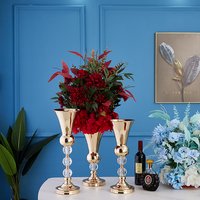 Vase à fleurs décoratif en métal, centre de Table doré, style rétro, pour fête