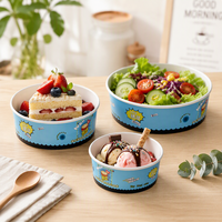 Bols en papier jetables écologiques et biodégradables de qualité alimentaire avec couvercles et gaufrage pour salades et glaces