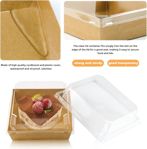 Cajas de cartón para charcutería, cajas cuadradas para postres, pasteles, para panadería, macarrones, donuts, sándwiches con tapas transparentes - Product Image 3