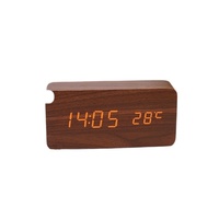 Jam Alarm Mekanik Kayu Kreatif dengan Layar LED Digital Bercahaya, Termometer, Kalender, Penunjuk Suhu, dan Fitur Senyap untuk Meja Samping Tempat Tidur