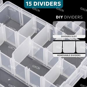 Boîte de matériel de pêche Organisateur en plastique <span class=keywords><strong>avec</strong></span> séparateurs amovibles, plateaux de matériel pour leurres et stockage de matériel terminal - Product Image 4