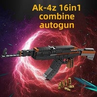 Mainan Blok Bangunan Tema Hewan dari Plastik ABS dengan Puzzle Model Ayam Penghisap dan Pistol