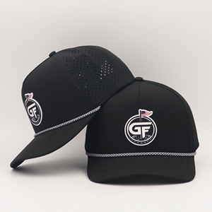 Casquettes de baseball ajustables en polyester perforé Hydro Performance avec logo en caoutchouc, vente en gros de gorras - Product Image 1